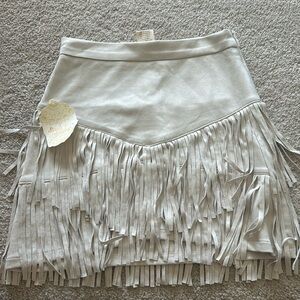 Suede fringe skirt
